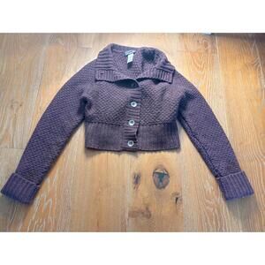 Patagonia Brown 100% Lambswool Knit Cropped Cardigan Cozy Texture Women's M